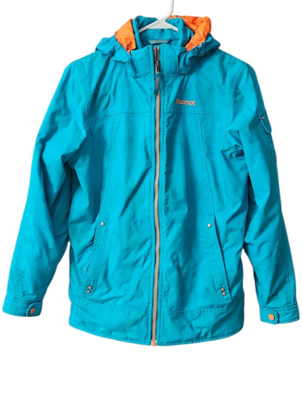 Marmot Winter Jacket Youth XL Teal Orange Powder Skirt Adjustable Hood READ
